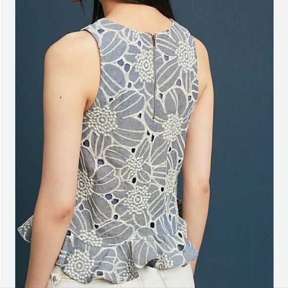 NWOT ANTHROPOLOGIE PASTORAL SWING TOP  Chambray Sleeveless SUNDAY IN BROOKLYN XS - Picture 3 of 11
